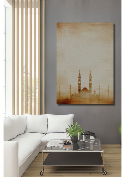 Osmanlı Cami Silüeti Yağlı Boya Görünümlü Dekoratif Ahşap Ev/işyeri/ofis Kare Tablo