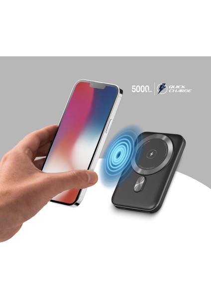 PBS133 Magsafe Kablosuz Hızlı Taşınabilir Şarj Cihazı Powerbank 5000 Mah Antrasit modelleri
