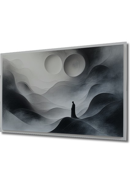 Minimalist Dağlar ve Silüet Siyah Beyaz Dekoratif Ahşap Ev/işyeri/ofis Kare Tablo fiyatları