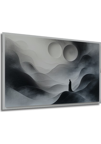 Minimalist Dağlar ve Silüet Siyah Beyaz Dekoratif Ahşap Ev/işyeri/ofis Kare Tablo modelleri