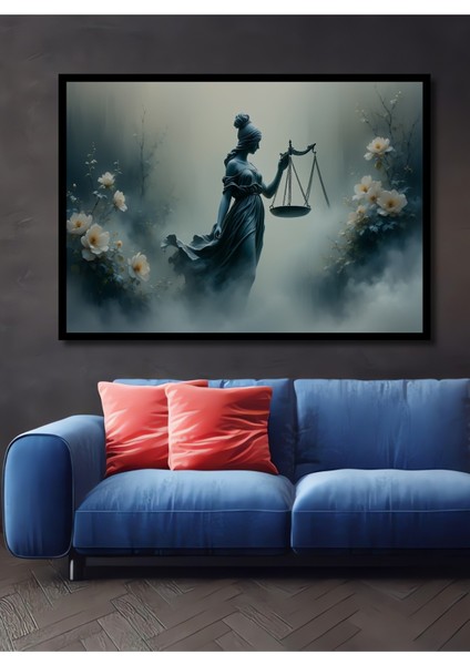 Çerçeve Görünümlü Adaletin Çiçekleri Yağlı Boya Görünümlü Dekoratif Ahşap Ev/işyeri/ofis Kare Tablo