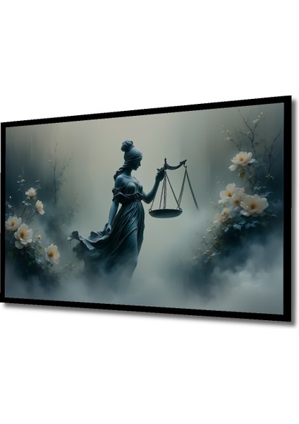 Çerçeve Görünümlü Adaletin Çiçekleri Yağlı Boya Görünümlü Dekoratif Ahşap Ev/işyeri/ofis Kare Tablo fiyatları