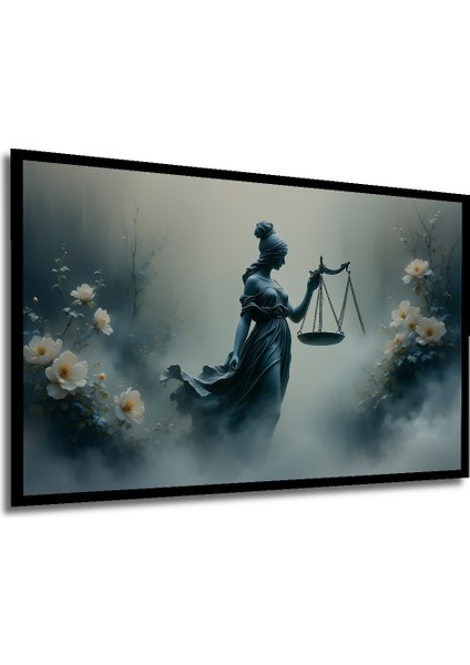 Çerçeve Görünümlü Adaletin Çiçekleri Yağlı Boya Görünümlü Dekoratif Ahşap Ev/işyeri/ofis Kare Tablo modelleri