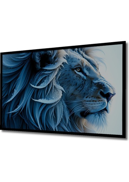 Çerçeve Görünümlü Buz Mavisi Aslan Yağlı Boya Görünümlü Ev/işyeri/ofis Dekoratif Ahşap Kare Tablo fiyatları