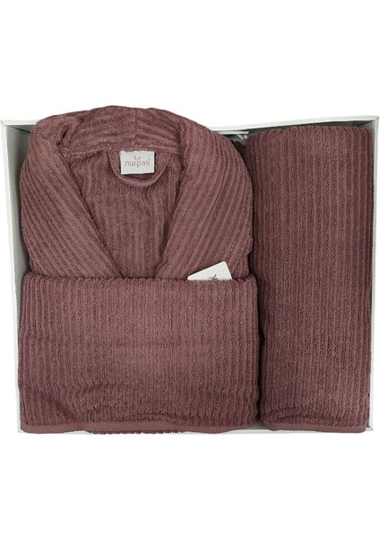 Tek Kişilik Bornoz Seti Şalyaka-Ekol Mürdüm (Beden L-Xl)