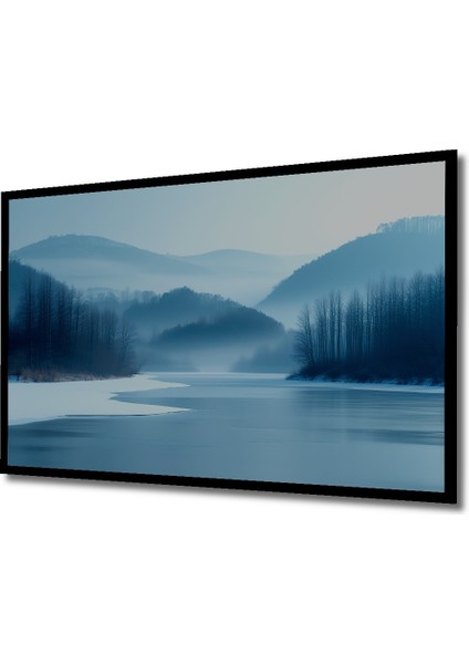 Çerçeve Görünümlü Buz Mavisi Rüyası Manzarası Yağlı Boya Görünümlü Dekoratif Ahşap Ofis Kare Tablo fiyatları