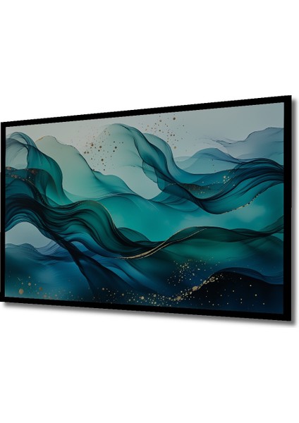 Çerçeve Görünümlü Deniz Esintisi Soyut Sanat Sulu Boya Görünümlü Dekoratif Ahşap Ofis Kare Tablo fiyatları