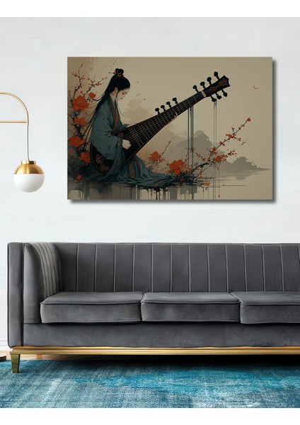 Çinli Güzel ve Lüt Suluboya Görünümlü Sanat Ev/işyeri/ofis Dekoratif Ahşap Kare Tablosu