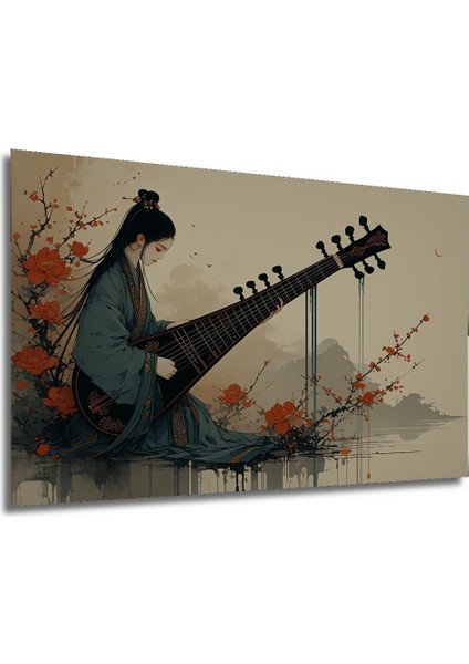 Çinli Güzel ve Lüt Suluboya Görünümlü Sanat Ev/işyeri/ofis Dekoratif Ahşap Kare Tablosu modelleri