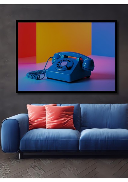 Çerçeve Görünümlü Retro Telefon Modern Sanat Dekoratif Ahşap Ev/işyeri/ofis Kare Tablo