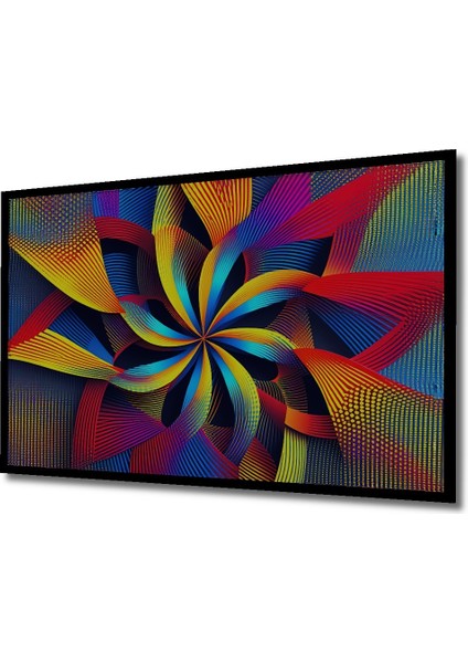 Çerçeve Görünümlü Renkli Çizgisel Soyut Sanat Dekoratif Ahşap Görünümlü Ev/işyeri/ofis Kare Tablo fiyatları