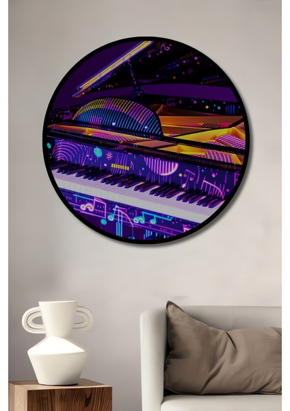 Çerçeve Görünümlü Neon Işıltılı Piyano Modern Sanat Dekoratif Ahşap Ev/işyeri/ofis Yuvarlak Tablo