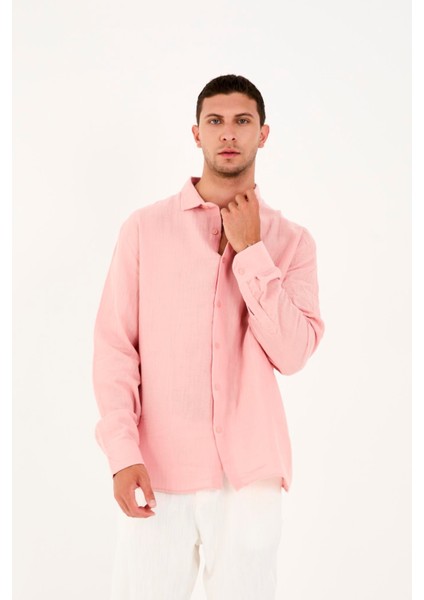 R-6048 Ayaklı Yaka Arka Roba Detaylı Uzun Kol Müslin Gömlek modelleri