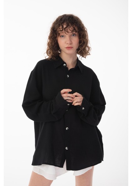 R-6048 Ayaklı Yaka Arka Roba Detaylı Uzun Kol Müslin Gömlek fiyatları