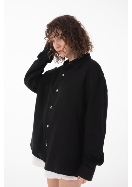 R-6048 Ayaklı Yaka Arka Roba Detaylı Uzun Kol Müslin Gömlek fırsatları