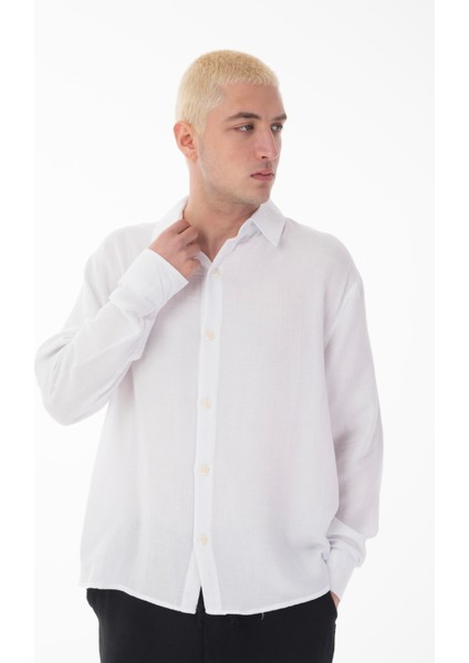 R-6048 Ayaklı Yaka Arka Roba Detaylı Uzun Kol Müslin Gömlek modelleri