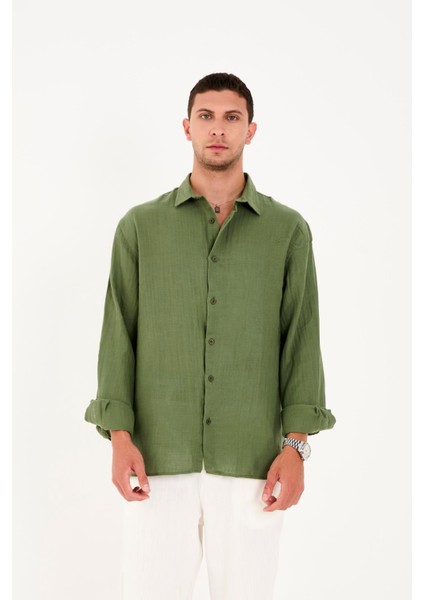 R-6048 Ayaklı Yaka Arka Roba Detaylı Uzun Kol Müslin Gömlek fiyatları