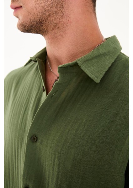 R-6048 Ayaklı Yaka Arka Roba Detaylı Uzun Kol Müslin Gömlek fırsatları