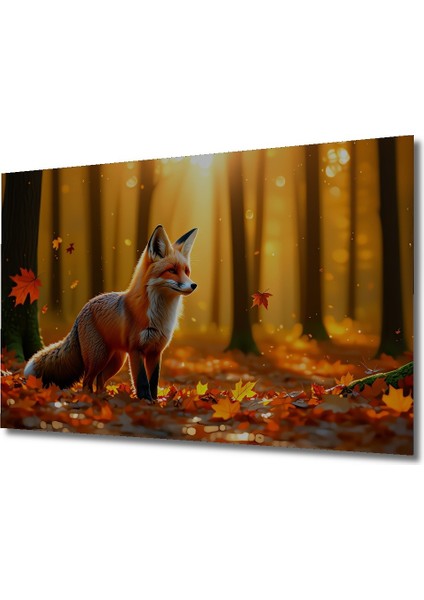 Sonbahar Ormanında Yağlı Boya Görünümlü Tilki Sanatı Ev/işyeri/ofis/salon Ahşap Dekoratif Kare Tablo fiyatları