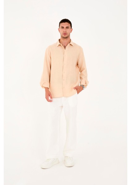 R-6048 Ayaklı Yaka Arka Roba Detaylı Uzun Kol Müslin Gömlek