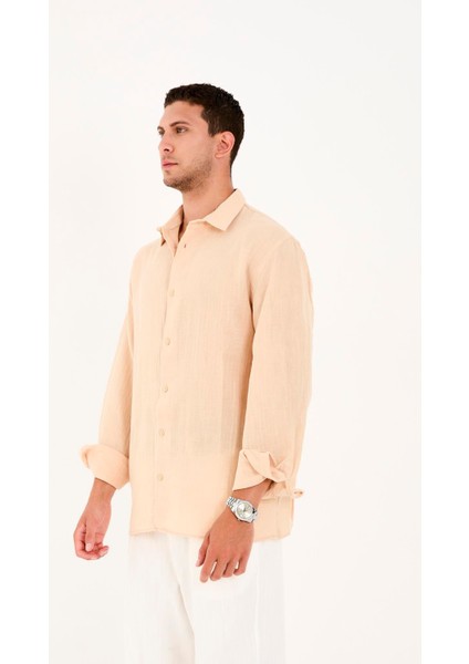 R-6048 Ayaklı Yaka Arka Roba Detaylı Uzun Kol Müslin Gömlek fırsatları