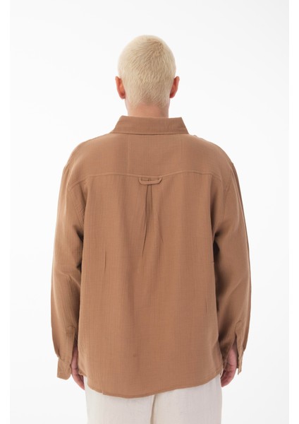 R-6048 Ayaklı Yaka Arka Roba Detaylı Uzun Kol Müslin Gömlek indirimleri