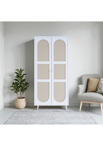 Bali Bohem Jüt 2 Kapaklı Gardırop – Jüt Kumaş Mdf Kapaklı, Meşe fiyatları