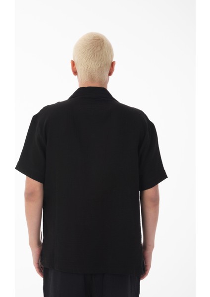 R-6057 Apaç Yaka Kısa Kol Nakışlı Müslin Gömlek indirimleri