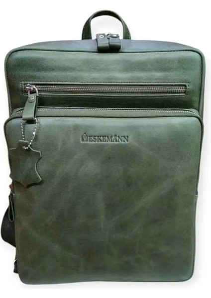 Antik Yeşil Hakiki Deri Unisex Sırt Çantası