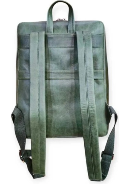 Antik Yeşil Hakiki Deri Unisex Sırt Çantası fırsatları