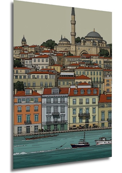 Istanbul Boğazı Tarihi Silüeti Dekoratif Ahşap Ev/işyeri/ofis Kare Tablo modelleri