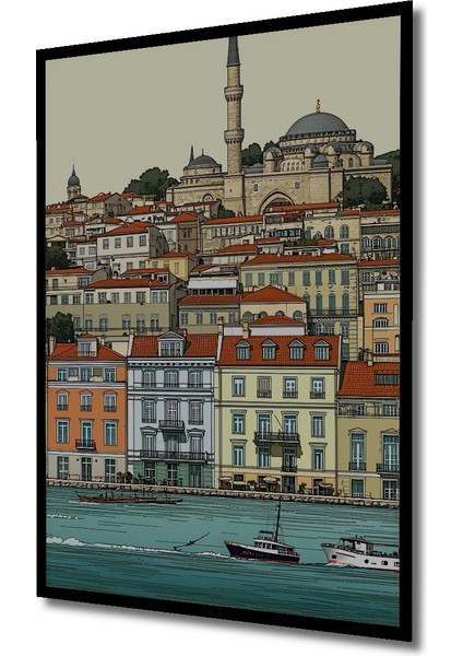 Çerçeve Görünümlü Istanbul Boğazı Tarihi Silüeti Dekoratif Ahşap Ev/işyeri/ofis Kare Tablo fiyatları