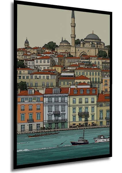 Çerçeve Görünümlü Istanbul Boğazı Tarihi Silüeti Dekoratif Ahşap Ev/işyeri/ofis Kare Tablo modelleri