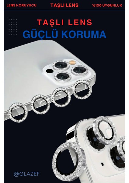 (Kaliteyi Bozmaz) iPhone 15 / 15 Plus Uyumlu Taşlı Kamera Mavi Lens Koruyucu fırsatları
