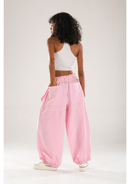 Tasarım Keten Pembe Baggy Pantolon fırsatları