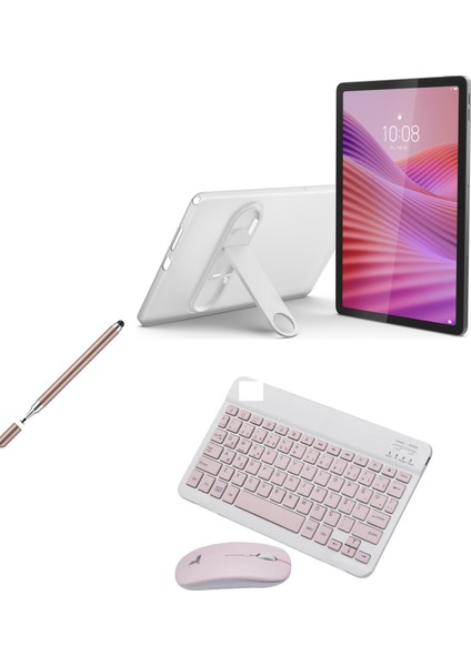 Tab M10 4gb Ram 64GB Hafıza 10.1" Tablet Gri+ Şeffaf Kılıf+Kalem+Pembe Klavye ve Mouse Set