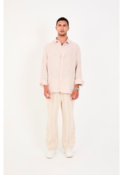 R-6048 Ayaklı Yaka Arka Roba Detaylı Uzun Kol Müslin Gömlek