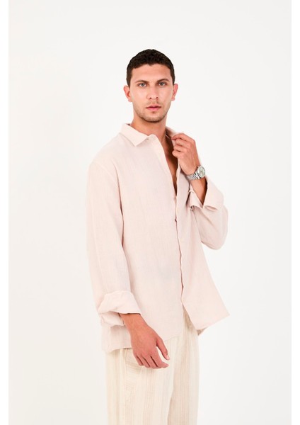 R-6048 Ayaklı Yaka Arka Roba Detaylı Uzun Kol Müslin Gömlek indirimleri