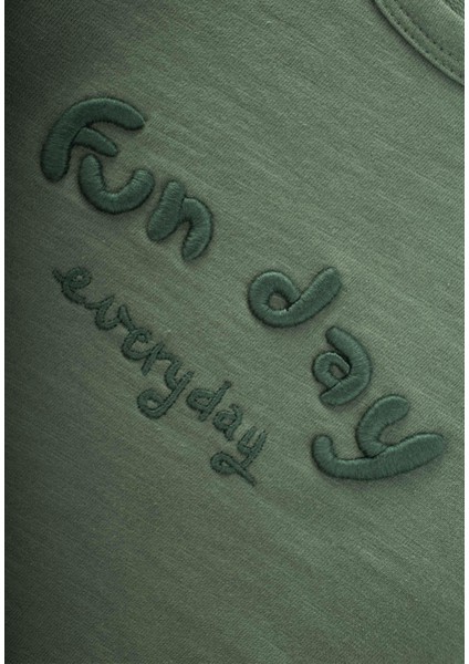 Nakışlı Sweatshirt 1-5 Yaş Yağ Yeşili modelleri