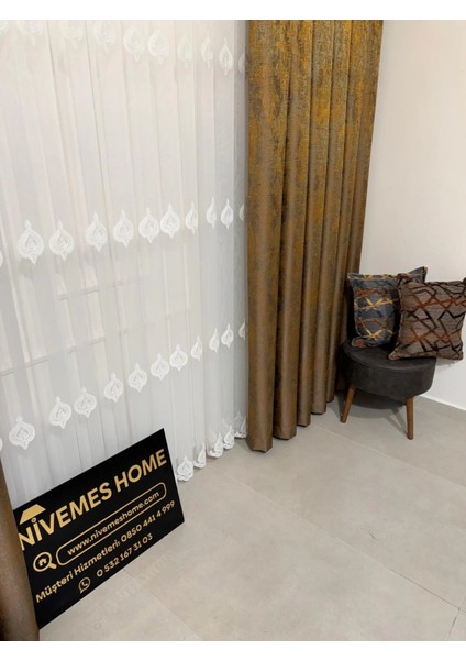 Nivemeshome Narden 1/3 Sık Pileli Tül Perde Apm
