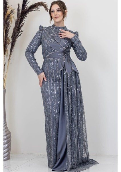 Bergüzar Tesettür Abiye Gri indirimleri