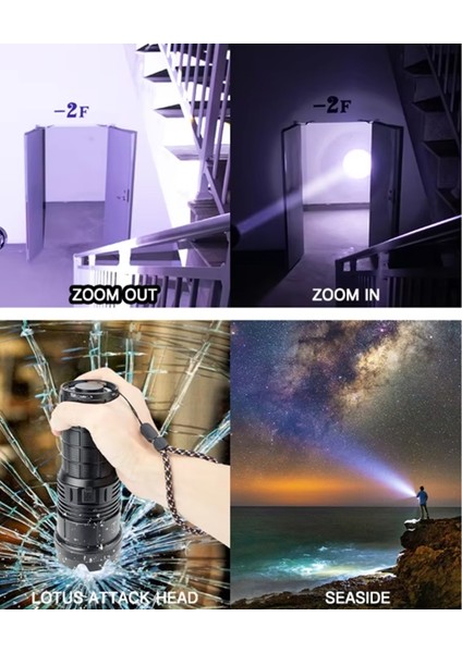 GP-291 20000 Lümen Lazer Etkili Profesyonel El Feneri Zoomlu - 5 Mod (Geceyi Gündüze Çevirir )