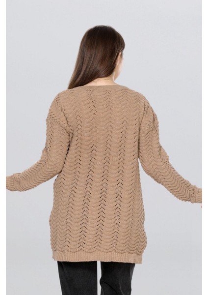 Kadın Uzun Simli Örgü Hırka FLT1006 modelleri