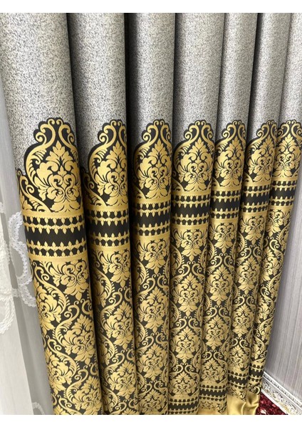 Nivemeshome Side Gri-Gold FT632057 V-2503 1/3 Sık Pileli Fon Perde Apm fiyatları