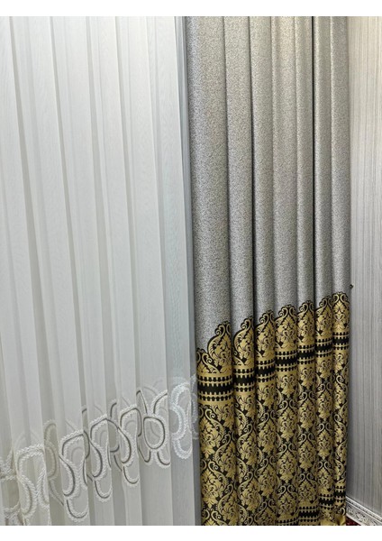 Nivemeshome Side Gri-Gold FT632057 V-2503 1/3 Sık Pileli Fon Perde Apm fırsatları