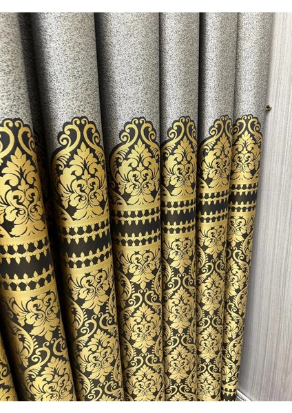 Nivemeshome Side Gri-Gold FT632057 V-2503 1/3 Sık Pileli Fon Perde Apm indirimleri