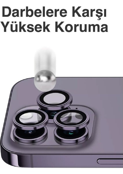 (Kaliteyi Bozmaz) iPhone 14 Pro Max / 14 Pro Uyumlu Gümüş Safir Kamera Lens Koruyucu Takma Aparatlı Kolay Kurulum fiyatları