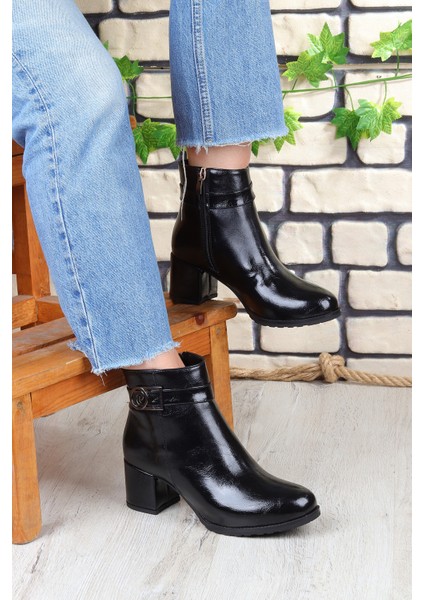 114 5 cm Topuklu Fermuarlı Kadın Bot