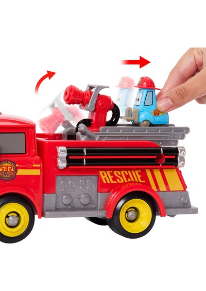 Mattel Disney ve Pixar Cars Radyatör Kasabası Hızlı Kahramanlar Itfaiyeci Red ve Guido Oyun Seti, Itfaiyeci Red ve Guido Figürleri ile Aksesuarlar JFL54 modelleri