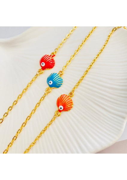 Mineli Bileklik Deniz Kabuğu Bileklik Pirinç Gold 17+5cm